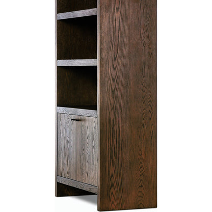 Torrington Bookcase by Four Hands in umber oak veneer. Made from oak veneer, resawn oak in a modern style.