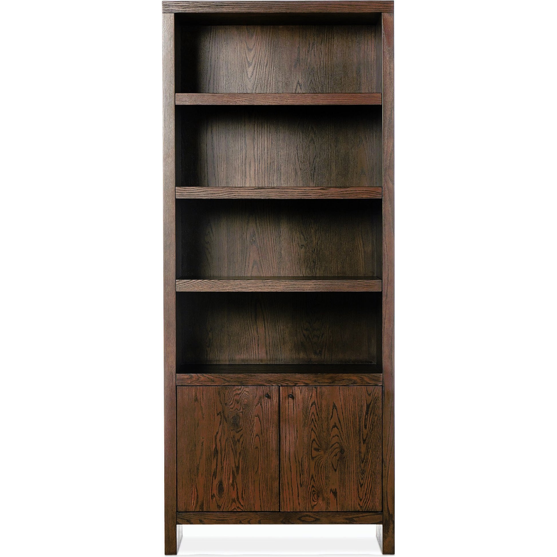 Torrington Bookcase by Four Hands in umber oak veneer. Made from oak veneer, resawn oak in a modern style.