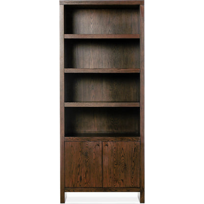 Torrington Bookcase by Four Hands in umber oak veneer. Made from oak veneer, resawn oak in a modern style.