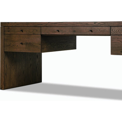 Torrington Desk by Four Hands in umber oak. Made from resawn oak in a modern style.