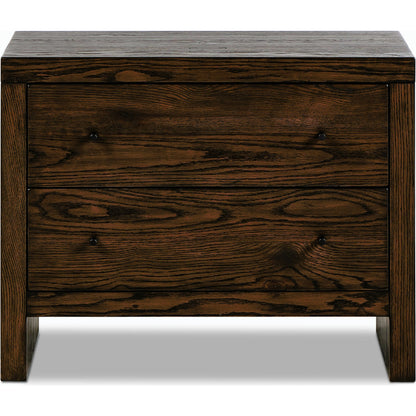 Torrington Charging Nightstand by Four Hands in umber oak, umber oak veneer and umber oak. Made from resawn oak, oak veneer in a modern style.