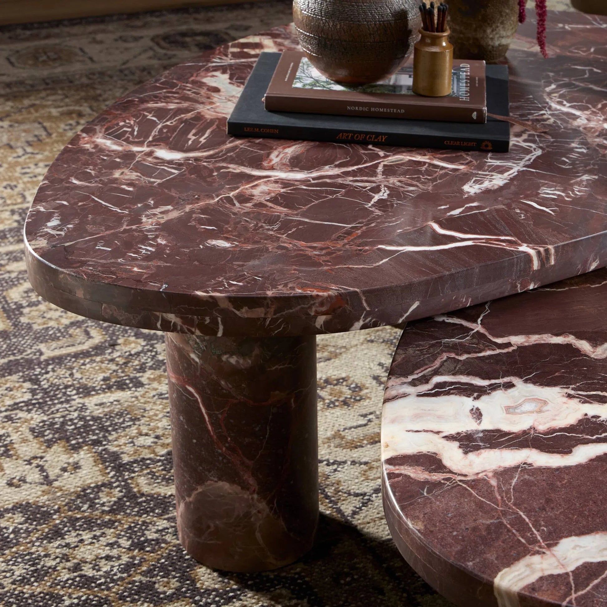 Zion Coffee Table by Four Hands. Made from solid marble, engineered hardwood in a modern style.