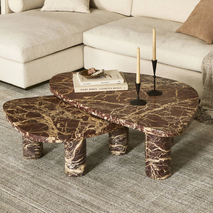 Zion Coffee Table by Four Hands. Made from solid marble, engineered hardwood in a modern style.