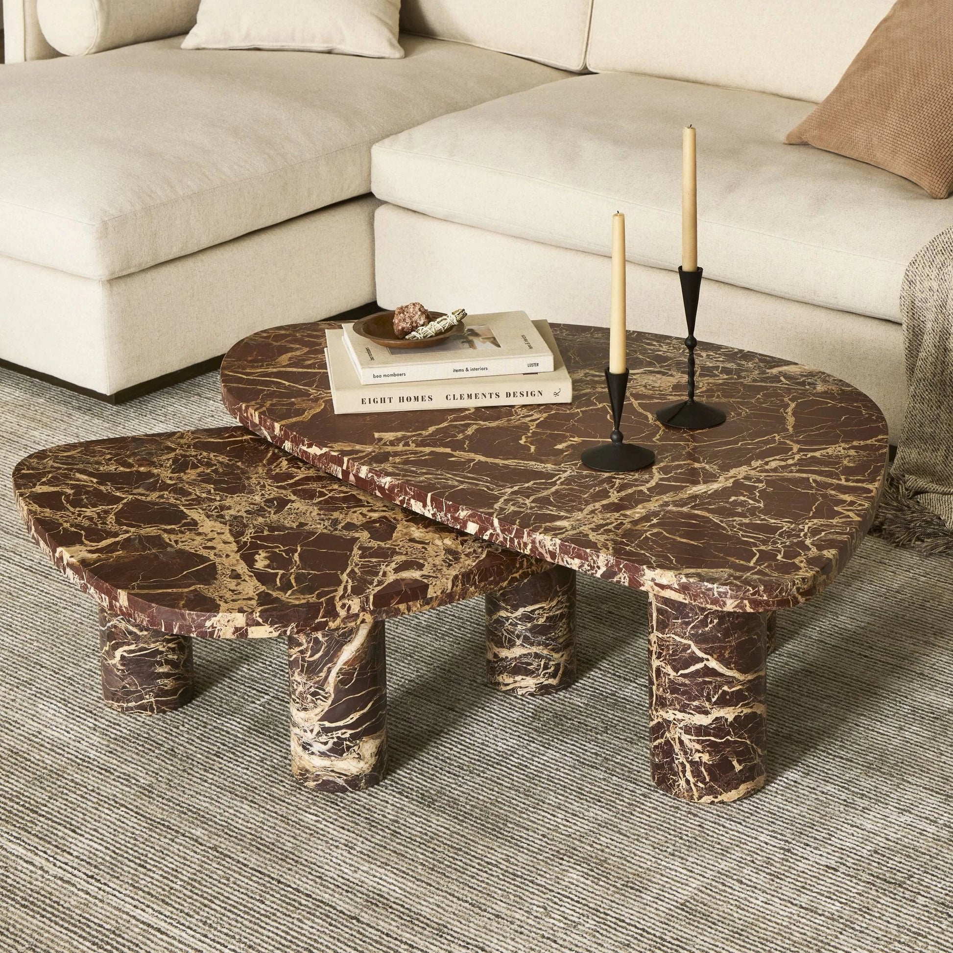 Zion Coffee Table Set by Four Hands. Made from solid marble, engineered hardwood in a modern style.