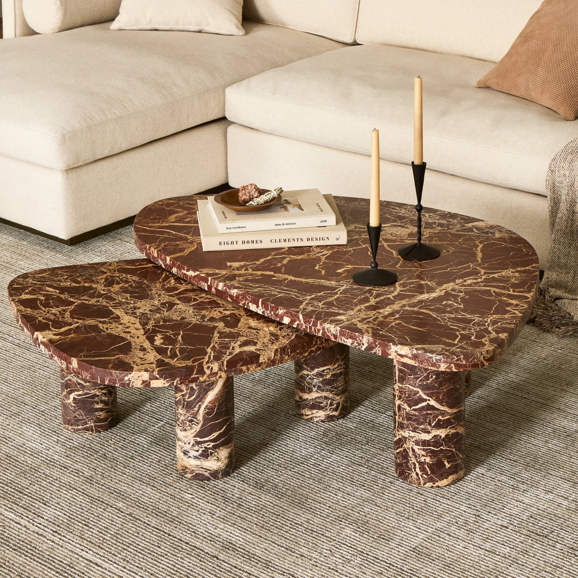 Zion Coffee Table Set by Four Hands. Made from solid marble, engineered hardwood in a modern style.
