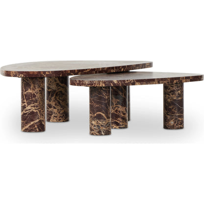 Zion Coffee Table Set by Four Hands. Made from solid marble, engineered hardwood in a modern style.