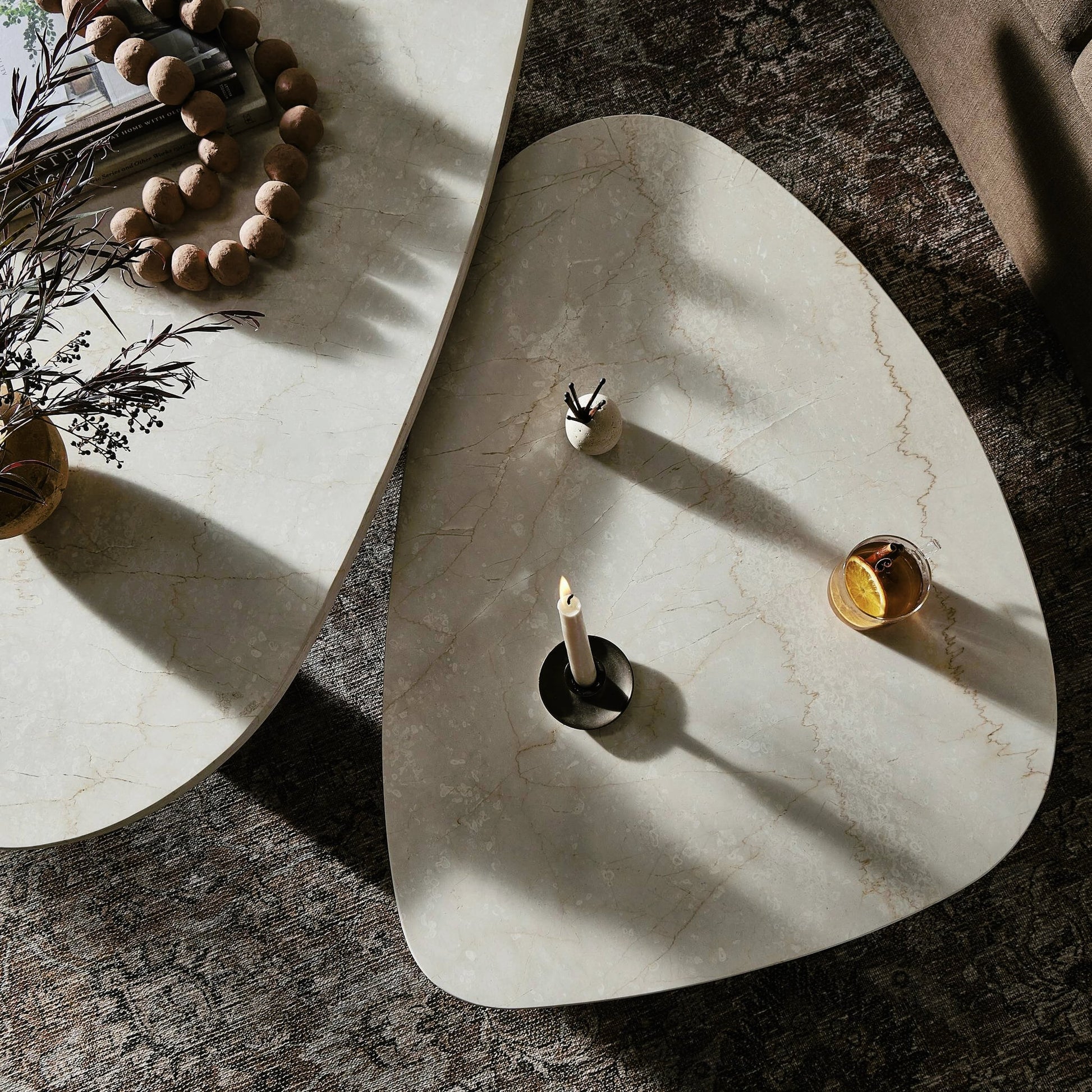 Zion Coffee Table Set by Four Hands. Made from solid marble, engineered hardwood in a modern style.