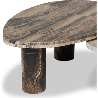 Zion Nesting Coffee Tables by Four Hands. Made from solid marble in a unique style.