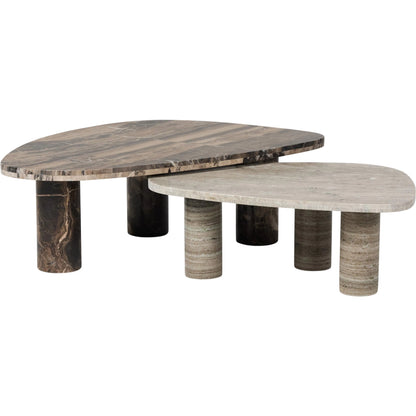 Zion Nesting Coffee Tables by Four Hands. Made from solid marble in a unique style.