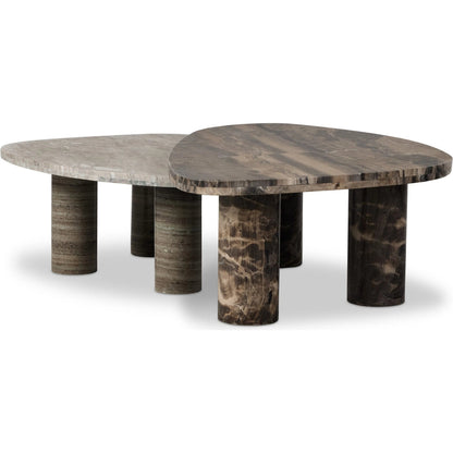 Zion Nesting Coffee Tables by Four Hands. Made from solid marble in a unique style.