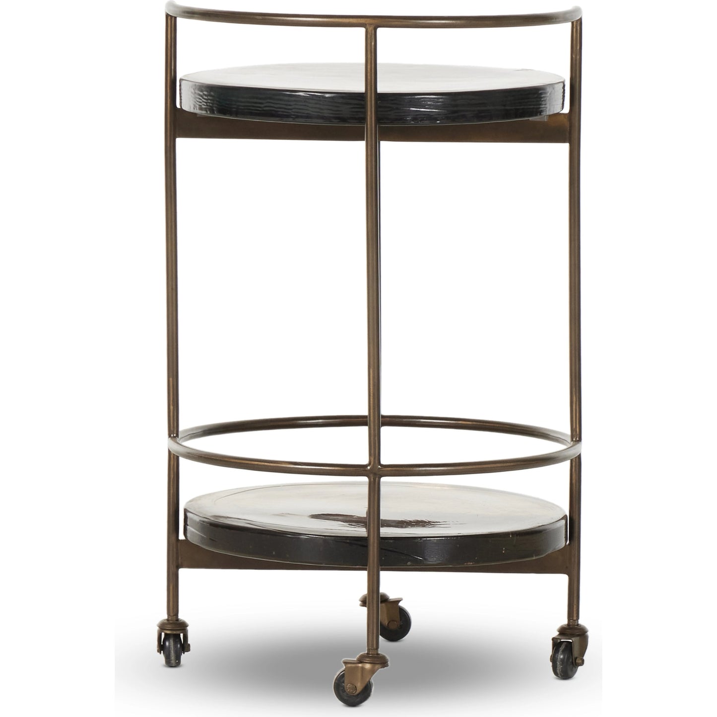 003 SI-2074487 | Additional Silo | Mira Bar Cart by Four Hands in dark brass, smoked brown. Made from iron, cast glass in a modern style.