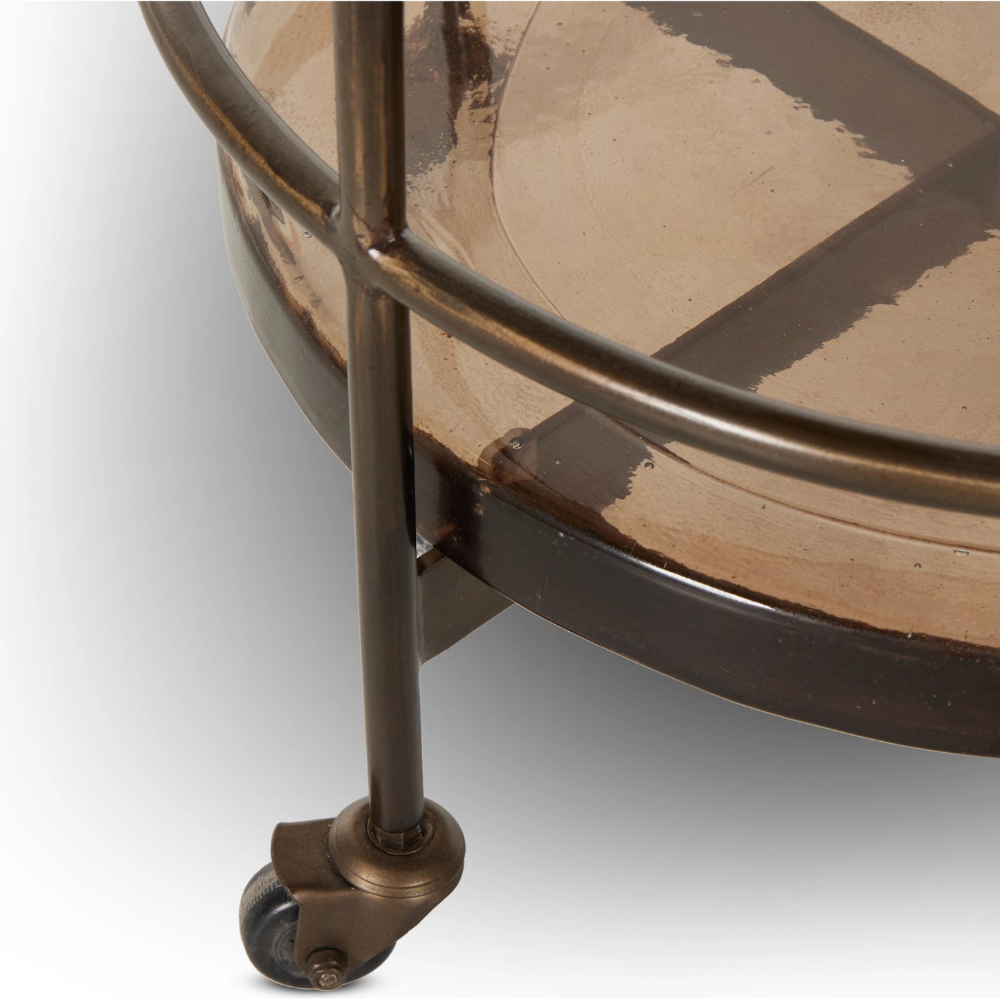 009 SI-2074487 | Additional Silo | Mira Bar Cart by Four Hands in dark brass, smoked brown. Made from iron, cast glass in a modern style.