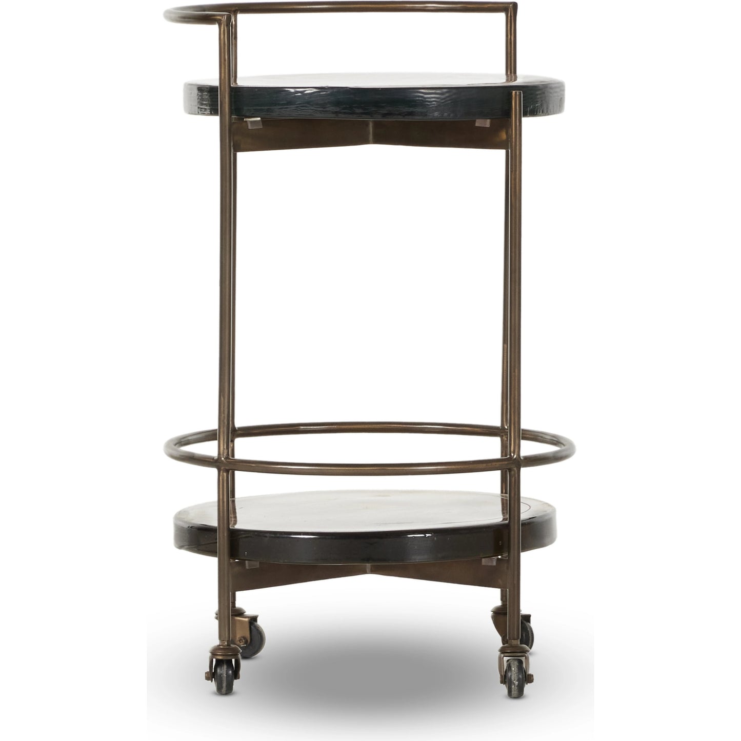 002 SI-2074487 | Additional Silo | Mira Bar Cart by Four Hands in dark brass, smoked brown. Made from iron, cast glass in a modern style.