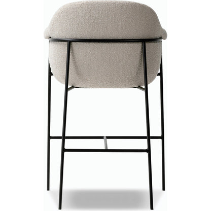 Suerte Bar + Counter Stool by Four Hands in knoll sand, matte ebony and knoll sand. Made from 95% polyester, 5% acrylic, iron, 100% polyester in a modern style.