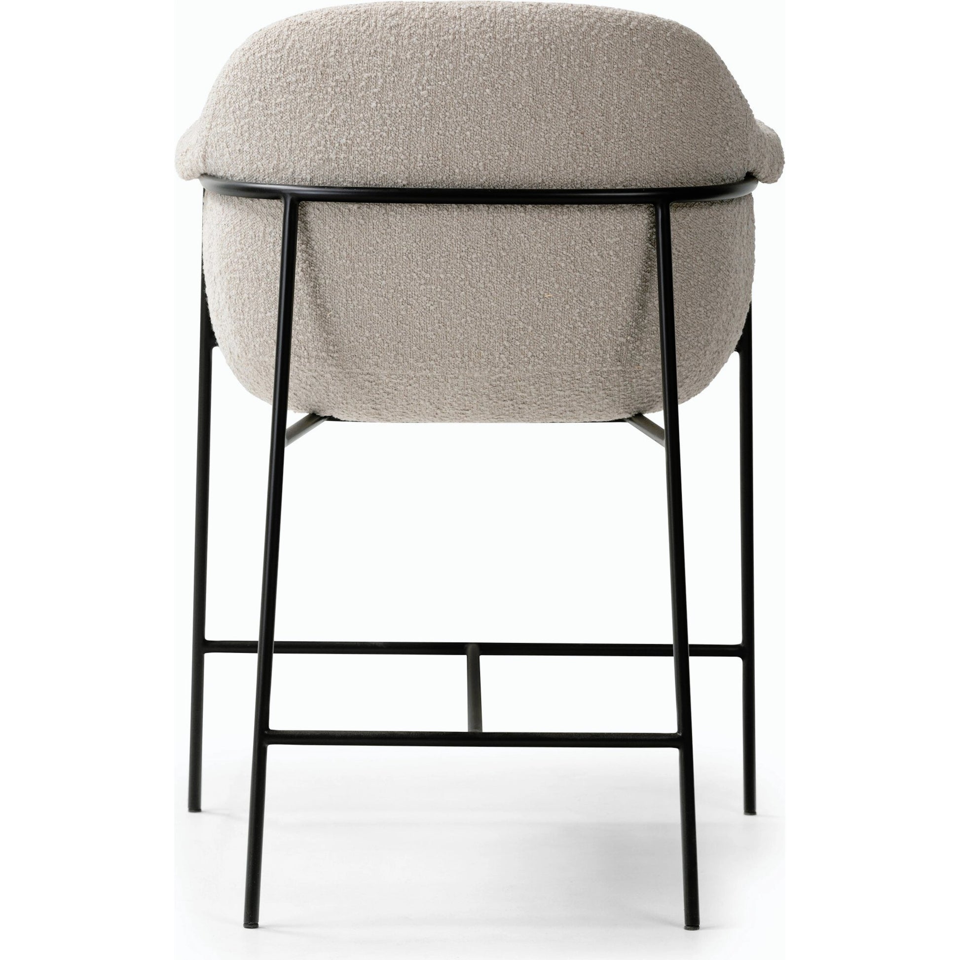 Suerte Bar + Counter Stool by Four Hands in knoll sand, matte ebony and knoll sand. Made from 95% polyester, 5% acrylic, iron, 100% polyester in a modern style.