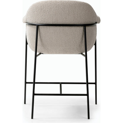Suerte Bar + Counter Stool by Four Hands in knoll sand, matte ebony and knoll sand. Made from 95% polyester, 5% acrylic, iron, 100% polyester in a modern style.