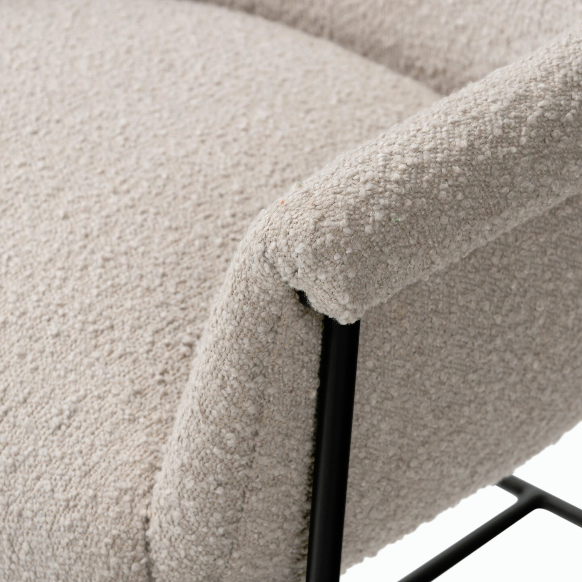 Suerte Bar + Counter Stool by Four Hands in knoll sand, matte ebony and knoll sand. Made from 95% polyester, 5% acrylic, iron, 100% polyester in a modern style.