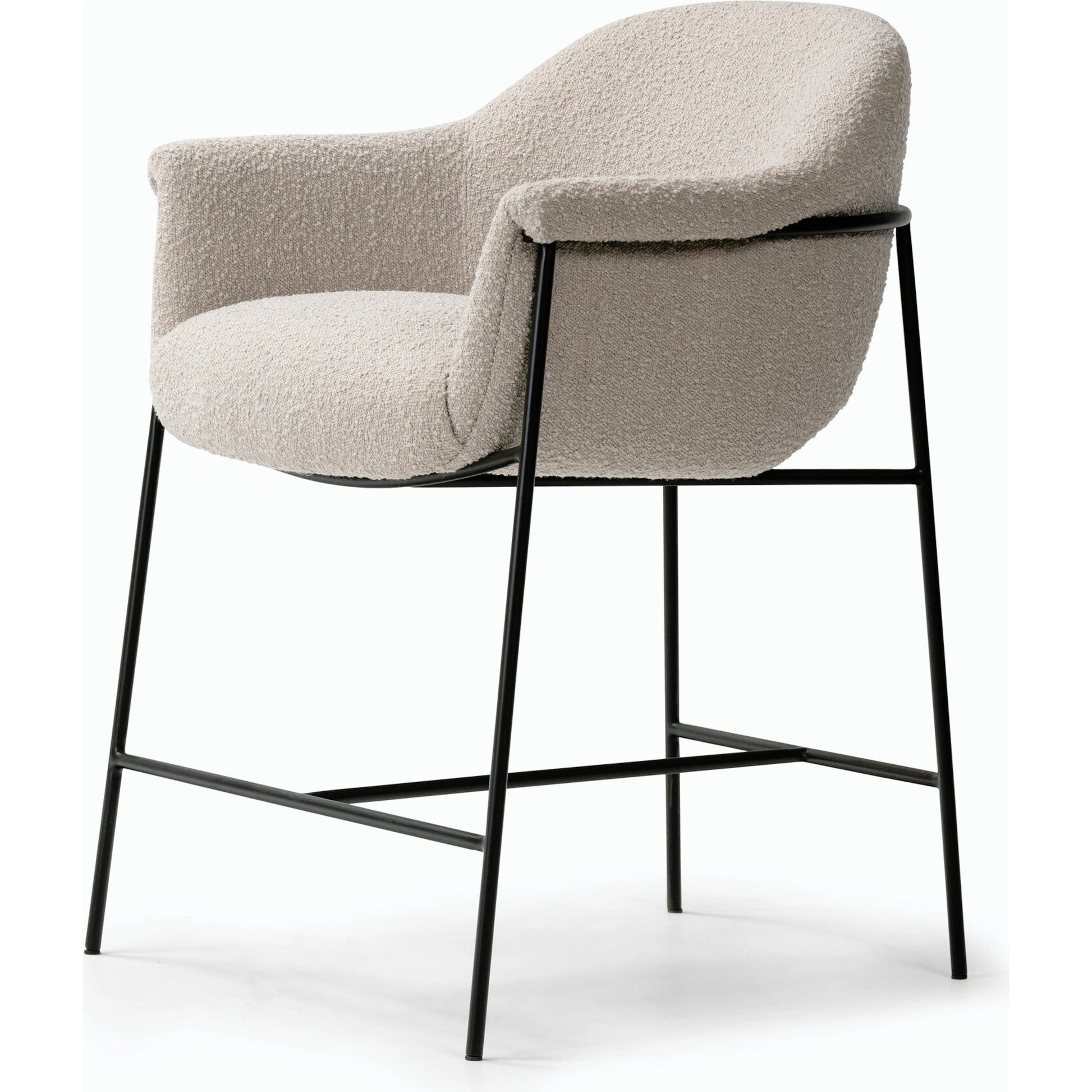 Suerte Bar + Counter Stool by Four Hands in knoll sand, matte ebony and knoll sand. Made from 95% polyester, 5% acrylic, iron, 100% polyester in a modern style.