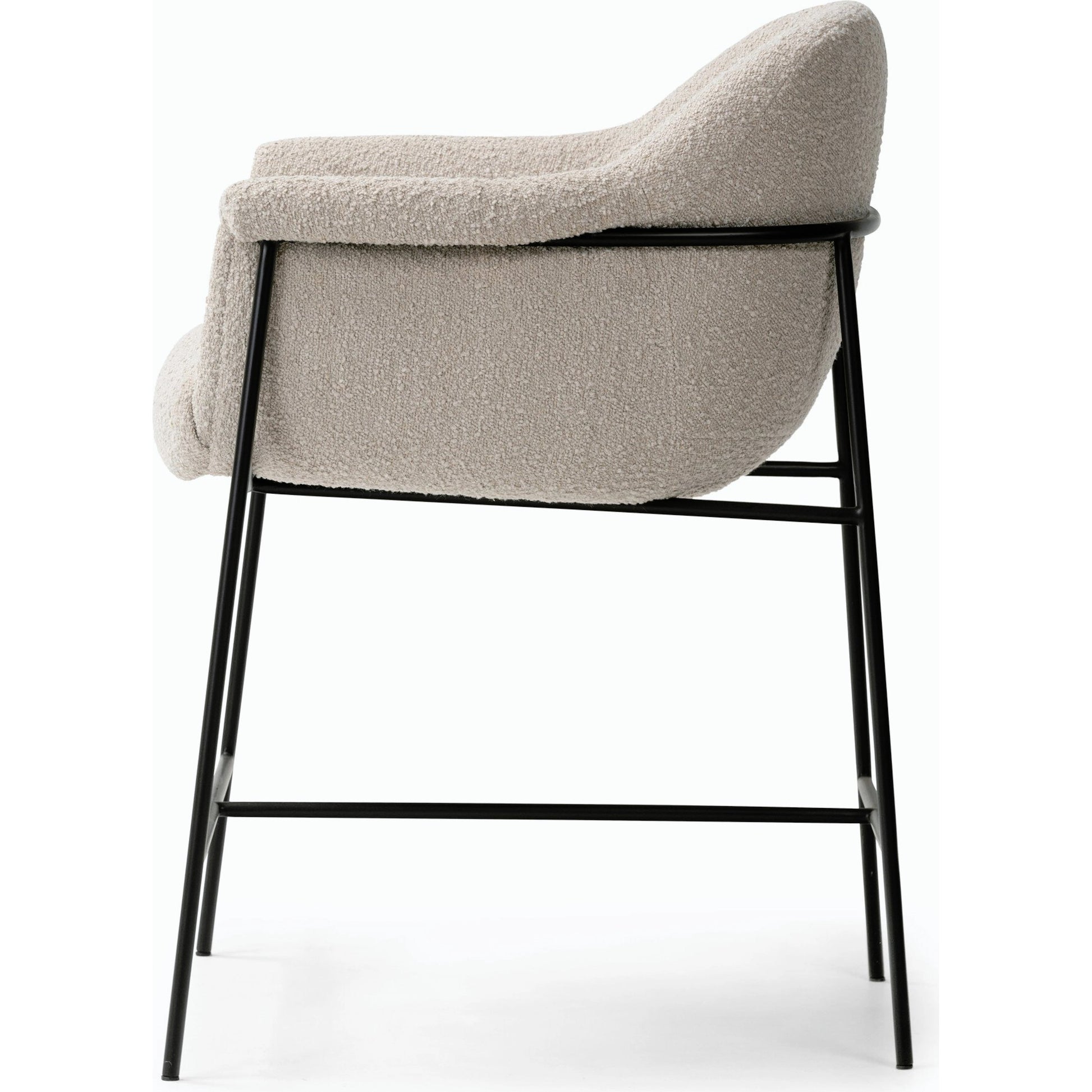 Suerte Bar + Counter Stool by Four Hands in knoll sand, matte ebony and knoll sand. Made from 95% polyester, 5% acrylic, iron, 100% polyester in a modern style.