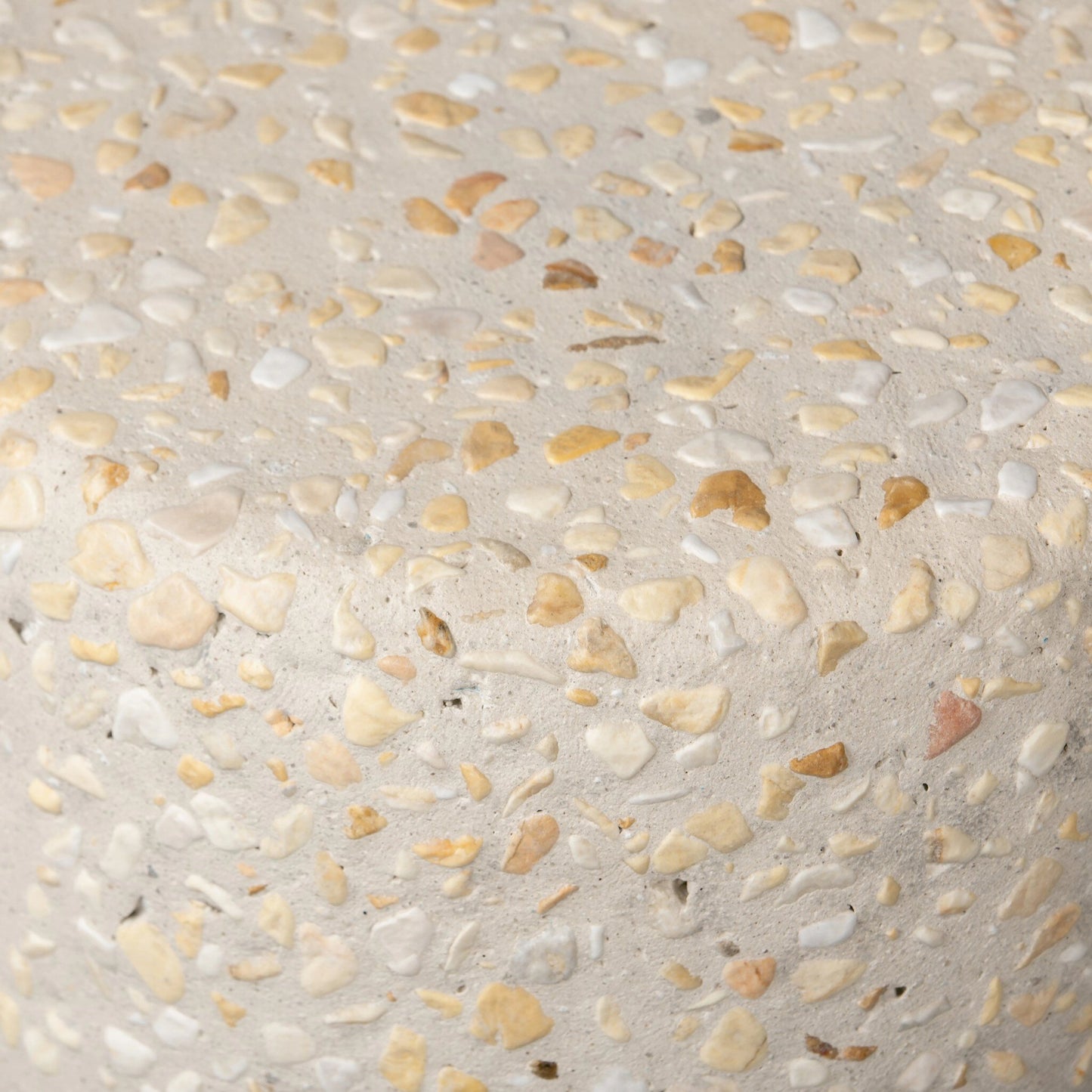 004 SI-2158369 | Closeup | Orlan Outdoor End Table by Four Hands in pure terrazzo. Made from terrazzo in a modern style.