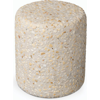 Orlan Outdoor End Table by Four Hands in pure terrazzo. Made from terrazzo in a modern style.