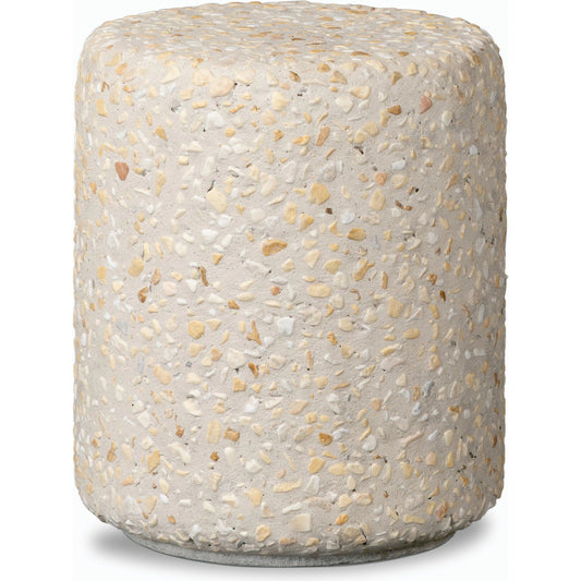 Orlan Outdoor End Table by Four Hands in pure terrazzo. Made from terrazzo in a modern style.