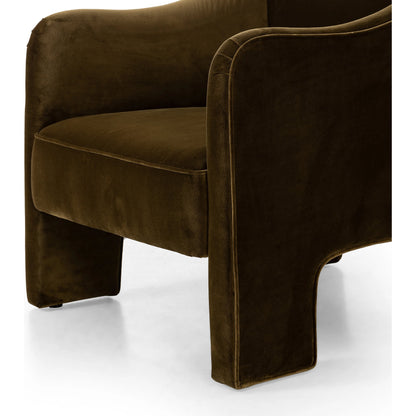 Sully Chair by Four Hands in surrey moss. Made from 76.8% cotton, 23.2% polyester, poplar plywood, 100% polyester in a modern style.