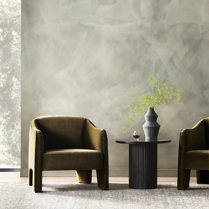 Sully Chair by Four Hands in surrey moss. Made from 76.8% cotton, 23.2% polyester, poplar plywood, 100% polyester in a modern style.