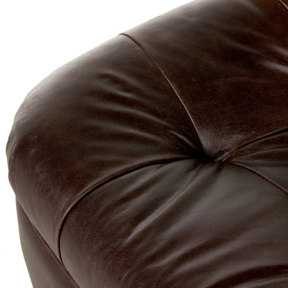 Farley Swivel Chair by Four Hands in conroe cigar. Made from top grain leather, poplar plywood, 100% polyester in a traditional style.