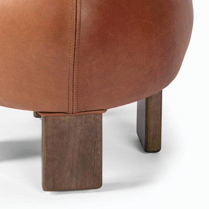 Alma Ottoman by Four Hands in somerton ash and vintage parawood. Made from 95% polyester, 5% acrylic, solid parawood, 100% polyester in a transitional style.