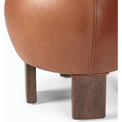 Alma Ottoman by Four Hands in somerton ash and vintage parawood. Made from 95% polyester, 5% acrylic, solid parawood, 100% polyester in a transitional style.