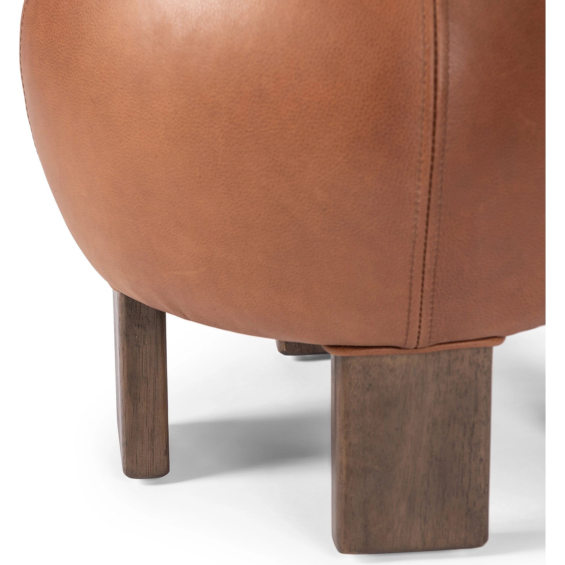 Alma Ottoman by Four Hands in somerton ash and vintage parawood. Made from 95% polyester, 5% acrylic, solid parawood, 100% polyester in a transitional style.