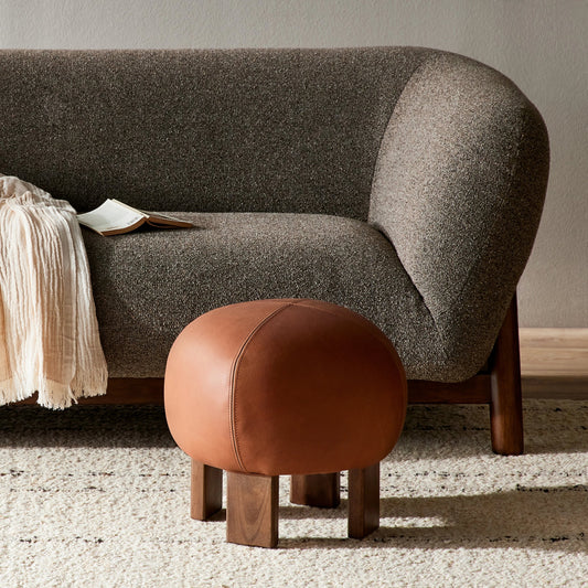 Alma Ottoman by Four Hands in vintage parawood. Made from unique in a transitional style.