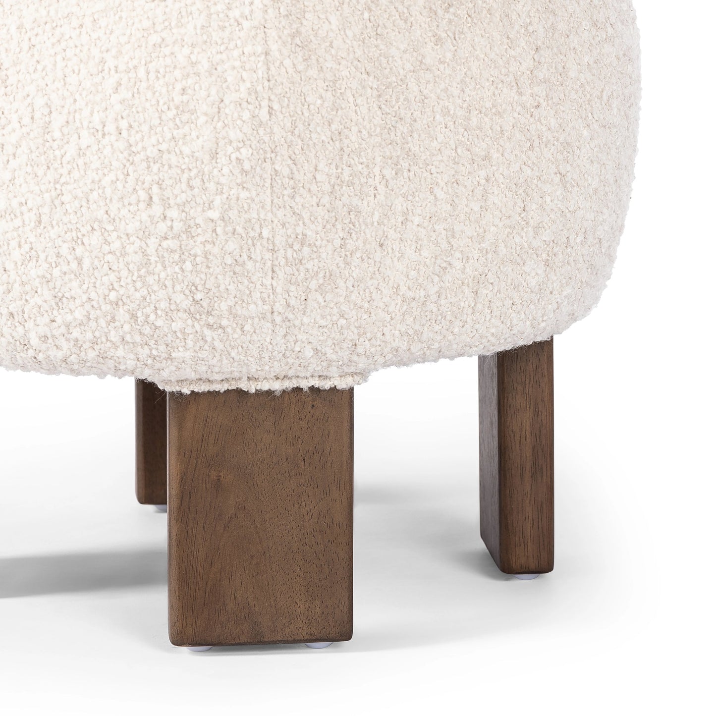 013 SI-2090693 | Closeup | Alma Ottoman by Four Hands in somerton ash and vintage parawood. Made from 95% polyester, 5% acrylic, solid parawood, 100% polyester in a transitional style.