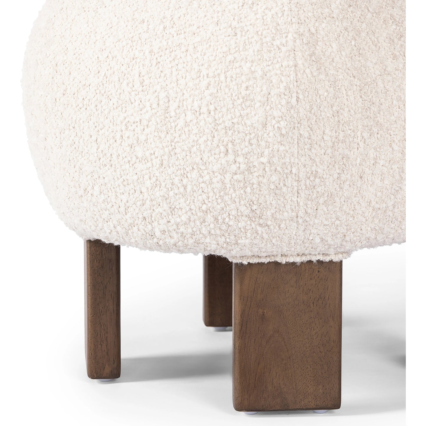 014 SI-2090693 | Closeup | Alma Ottoman by Four Hands in somerton ash and vintage parawood. Made from 95% polyester, 5% acrylic, solid parawood, 100% polyester in a transitional style.