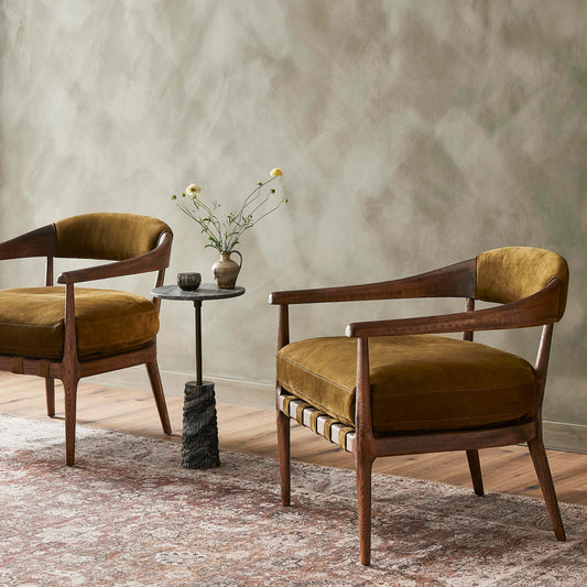 Dane Chair by Four Hands in cottswald moss nubuck and terra brown ash. Made from top grain leather, solid ash, 100% polyester in a modern style.