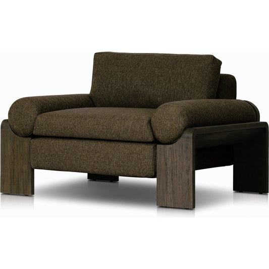 Joette Outdoor Chair by Four Hands. Made from 100% olefin, solid fsc®-certified teak, 59% polyurethane foam, 30% polyester fiber, 11% polyester fiber batting in a modern style.