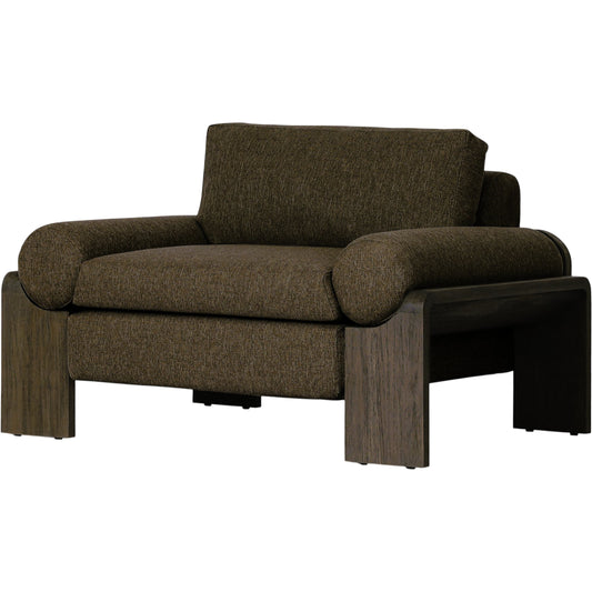 Joette Outdoor Chair by Four Hands. Made from 100% olefin, solid fsc®-certified teak, 59% polyurethane foam, 30% polyester fiber, 11% polyester fiber batting in a modern style.