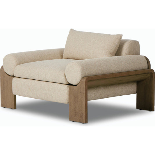 Joette Outdoor Chair by Four Hands. Made from 100% olefin, solid fsc®-certified teak, 59% polyurethane foam, 30% polyester fiber, 11% polyester fiber batting in a modern style.