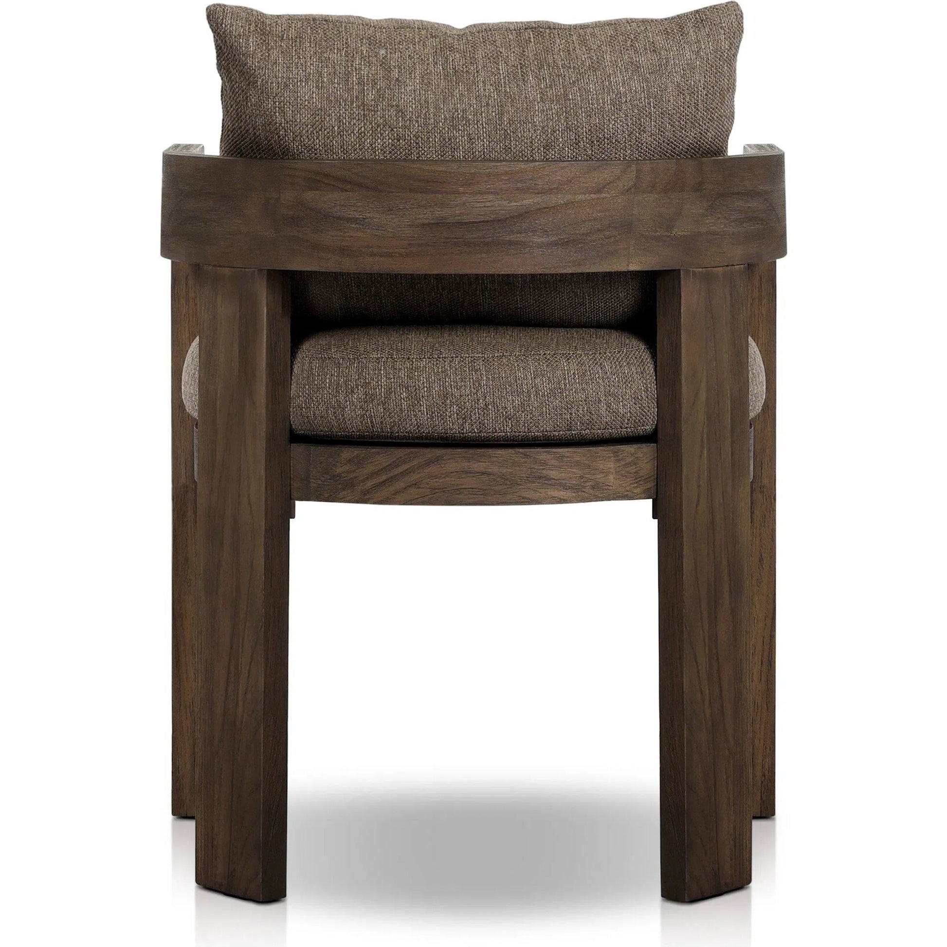 Jackson Outdoor Dining Chair by Four Hands. Made from 100% olefin, solid fsc®-certified teak, 90% polyester fiber, 10% polyester fiber batting in a modern style.