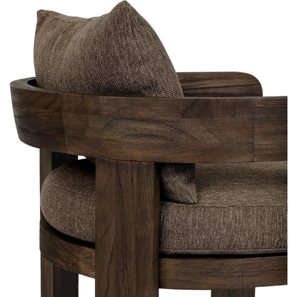 Jackson Outdoor Dining Chair by Four Hands. Made from 100% olefin, solid fsc®-certified teak, 90% polyester fiber, 10% polyester fiber batting in a modern style.
