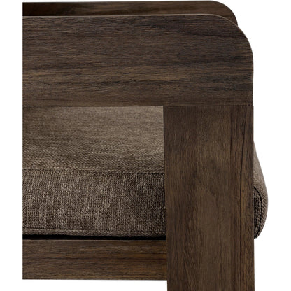 Jackson Outdoor Dining Chair by Four Hands. Made from 100% olefin, solid fsc®-certified teak, 90% polyester fiber, 10% polyester fiber batting in a modern style.