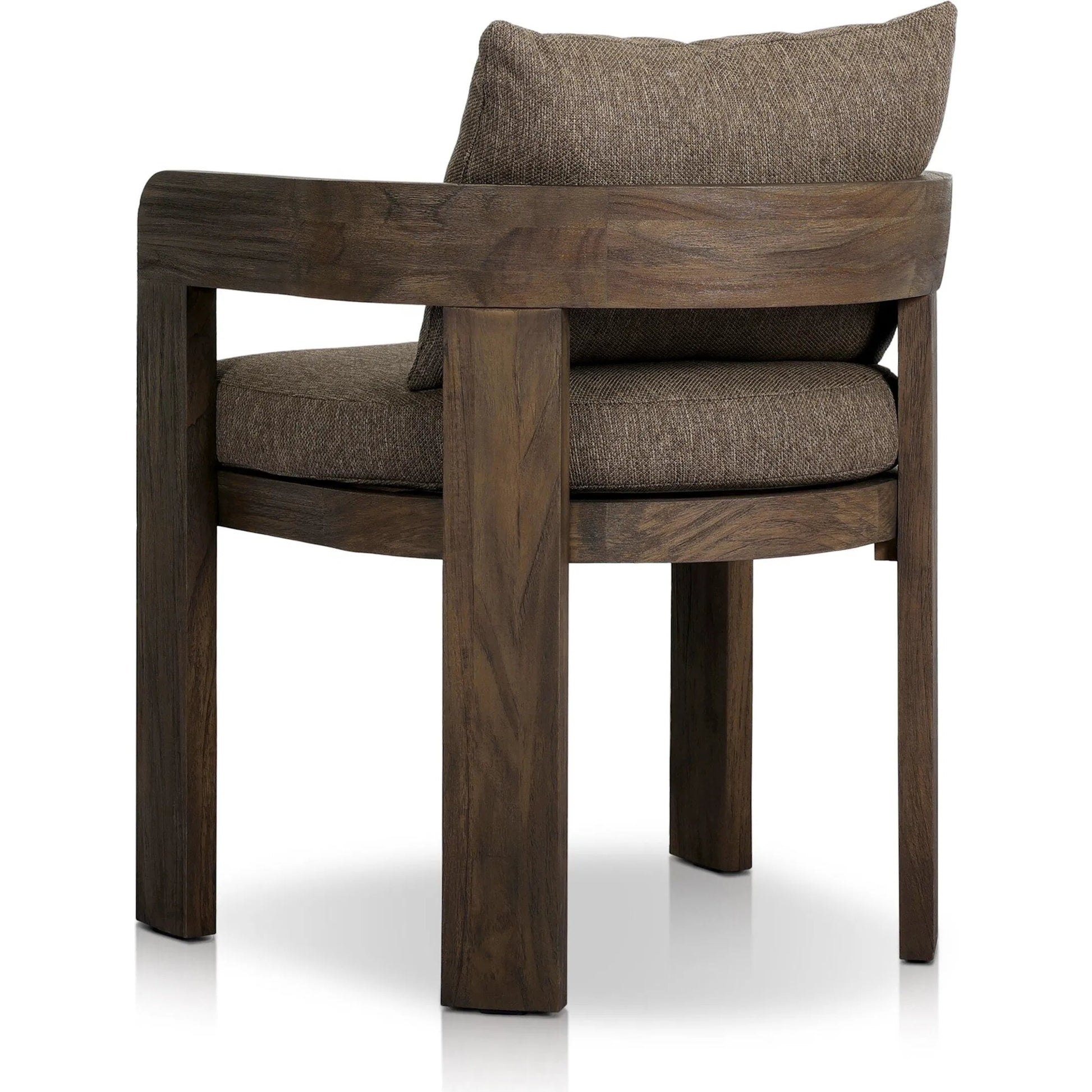 Jackson Outdoor Dining Chair by Four Hands. Made from 100% olefin, solid fsc®-certified teak, 90% polyester fiber, 10% polyester fiber batting in a modern style.