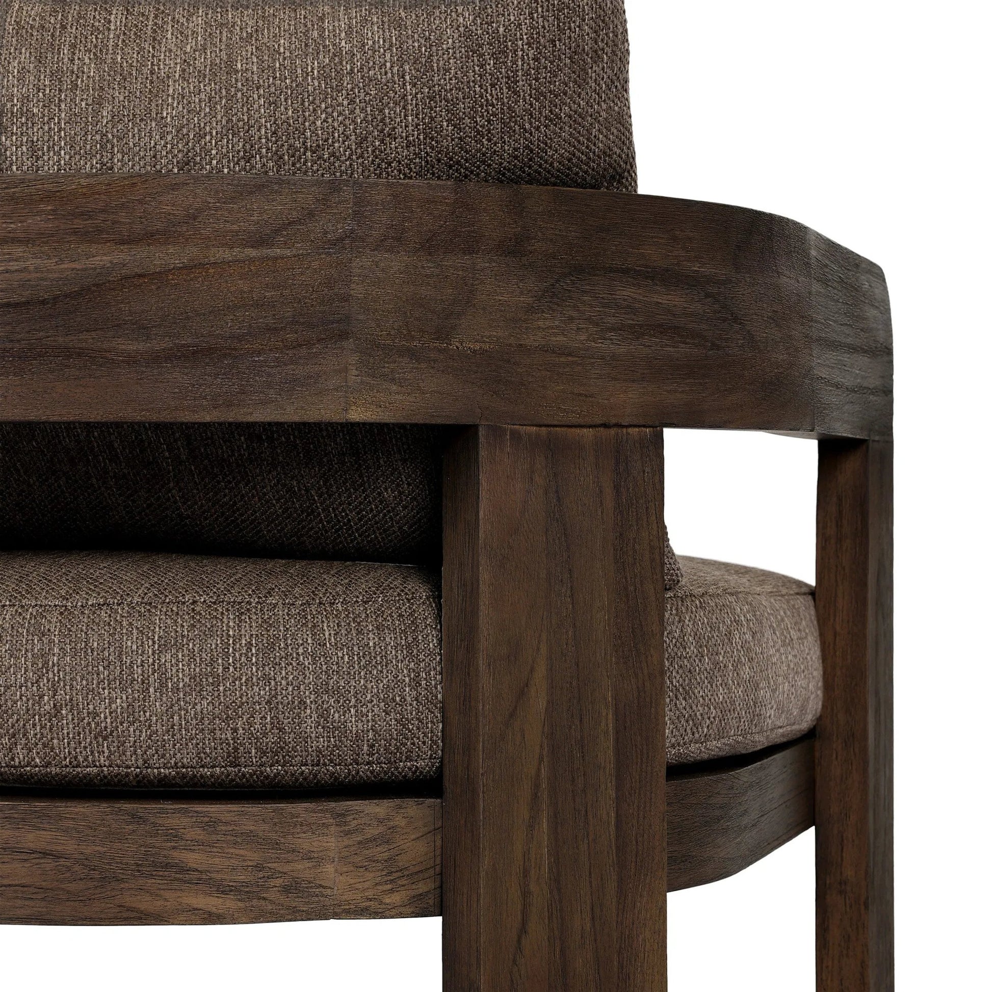 Jackson Outdoor Dining Chair by Four Hands. Made from 100% olefin, solid fsc®-certified teak, 90% polyester fiber, 10% polyester fiber batting in a modern style.