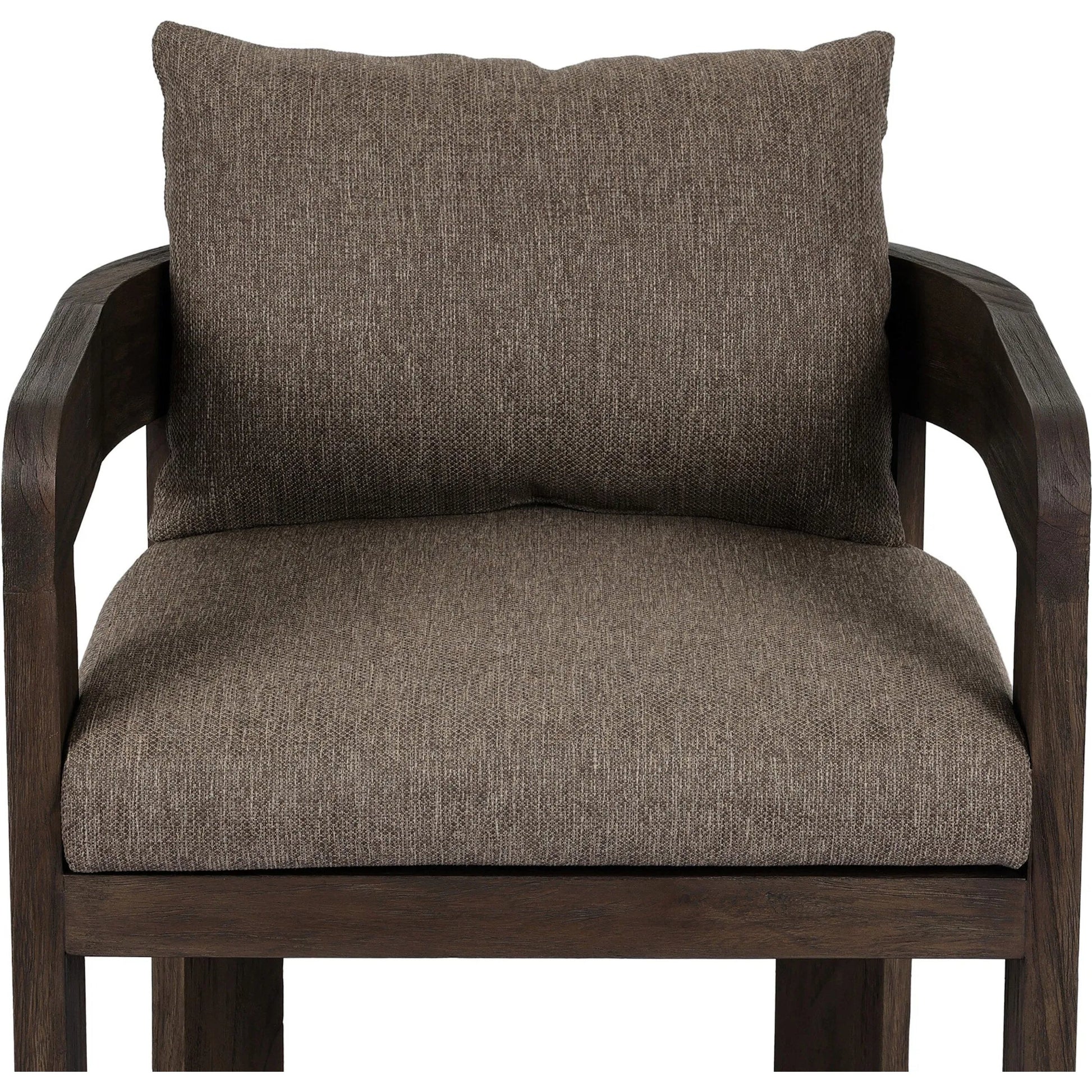 Jackson Outdoor Dining Chair by Four Hands. Made from 100% olefin, solid fsc®-certified teak, 90% polyester fiber, 10% polyester fiber batting in a modern style.