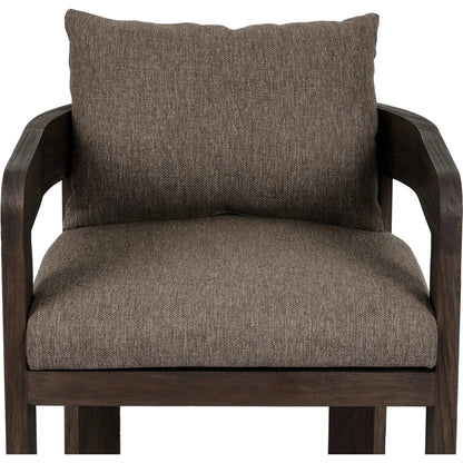 Jackson Outdoor Dining Chair by Four Hands. Made from 100% olefin, solid fsc®-certified teak, 90% polyester fiber, 10% polyester fiber batting in a modern style.