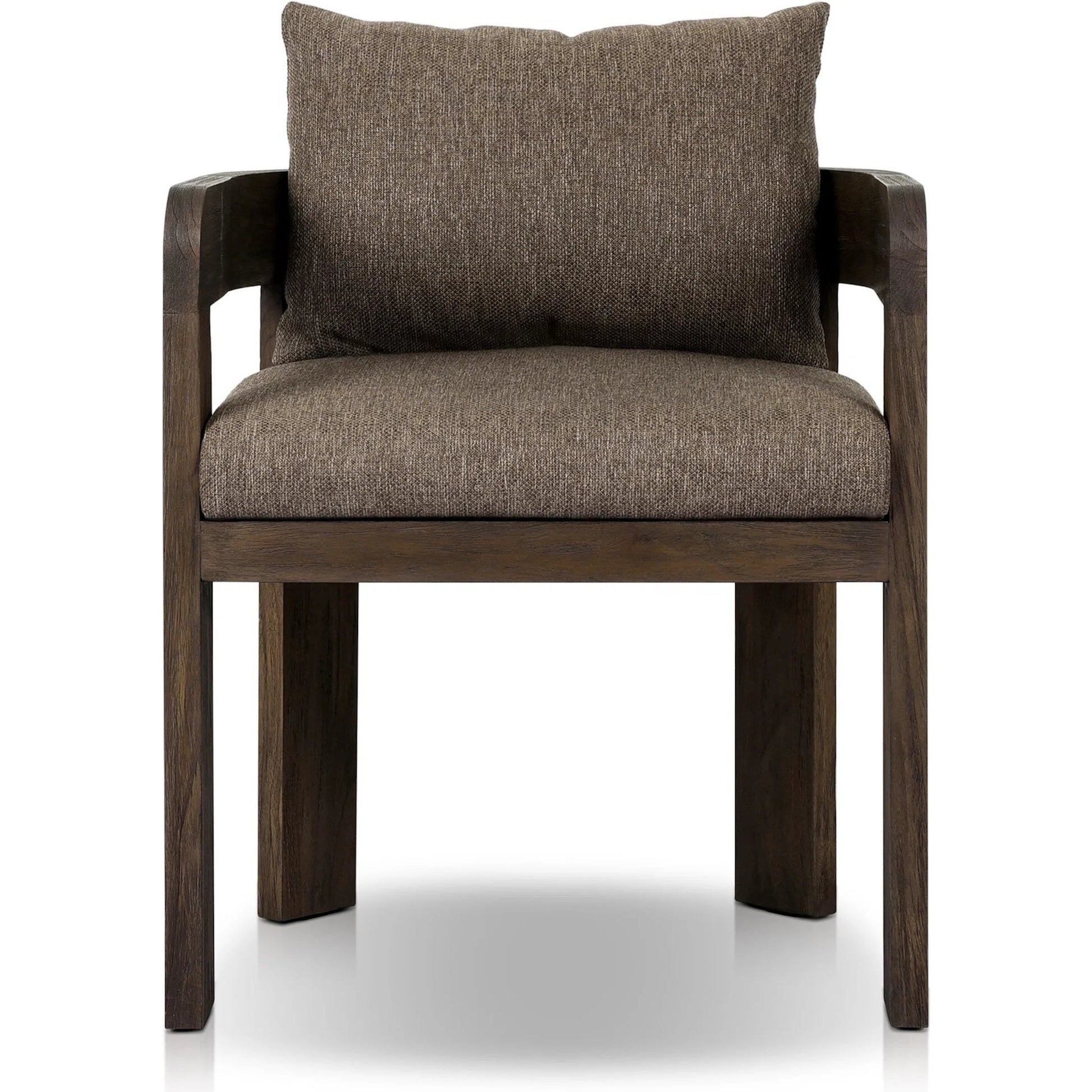 Jackson Outdoor Dining Chair by Four Hands. Made from 100% olefin, solid fsc®-certified teak, 90% polyester fiber, 10% polyester fiber batting in a modern style.