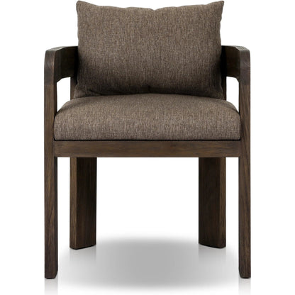 Jackson Outdoor Dining Chair by Four Hands. Made from 100% olefin, solid fsc®-certified teak, 90% polyester fiber, 10% polyester fiber batting in a modern style.