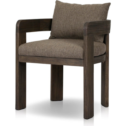 Jackson Outdoor Dining Chair by Four Hands. Made from 100% olefin, solid fsc®-certified teak, 90% polyester fiber, 10% polyester fiber batting in a modern style.