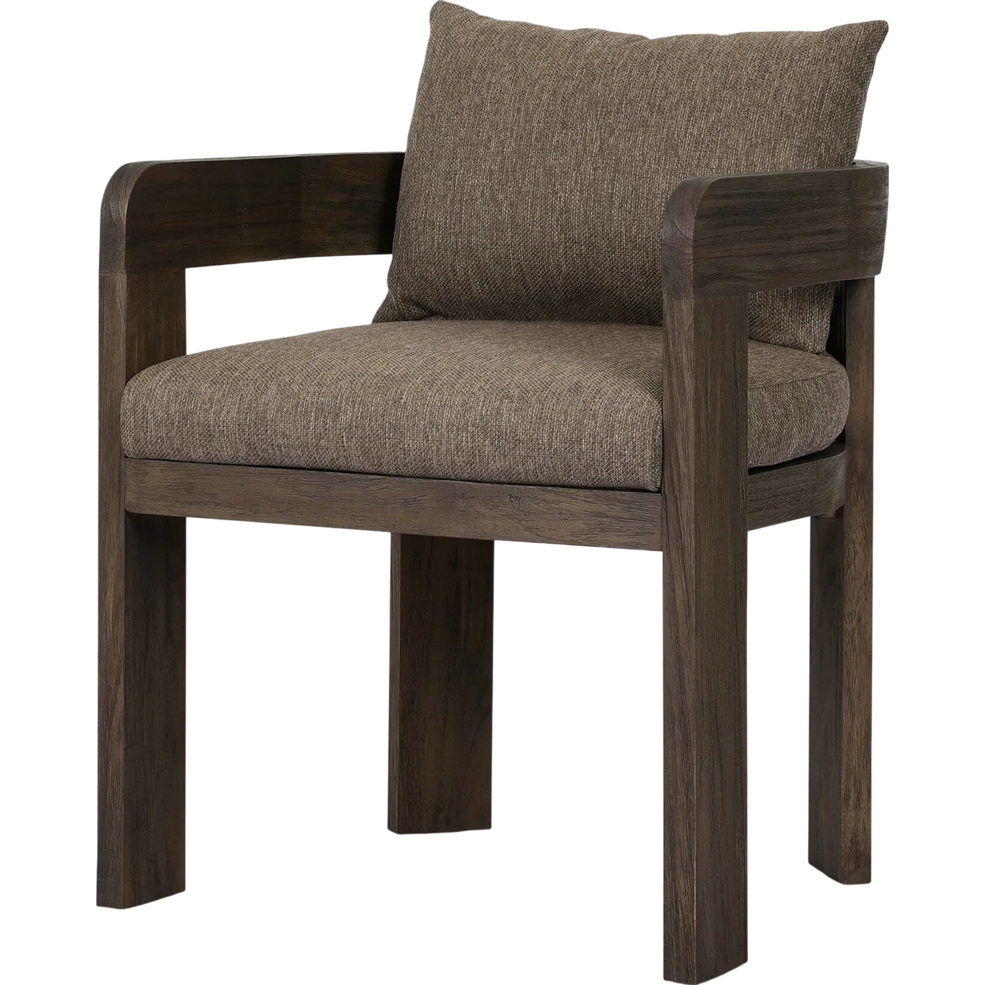 Jackson Outdoor Dining Chair by Four Hands. Made from 100% olefin, solid fsc®-certified teak, 90% polyester fiber, 10% polyester fiber batting in a modern style.